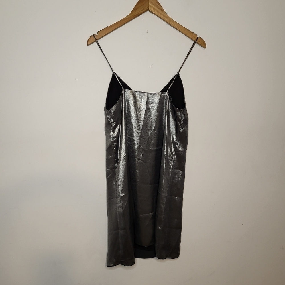 Wilfred Free Strappy V-Neck Loose Vivienne Dress Metallic Silver Size XXS NWT - Picture 6 of 7